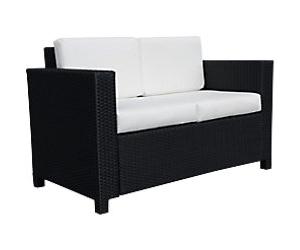 OutSunny Sofa 1,300 x 700 x 800 mm Steel, PE Rattan, PL (Polyester) Black Outdoor