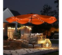 Outsunny Solar Garden Parasol Umbrella with LED - Orange