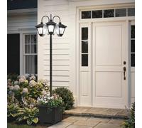 Outsunny Solar Lamp Post Dusk-to-Dawn Sensor 185 cm Black