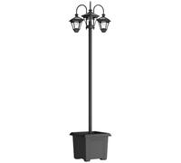 Outsunny Solar Lamp Post with Dusk-to-Dawn Sensor Street Light with 3-Head Planter 185 cm Black