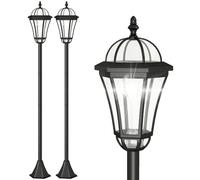 Outsunny Solar LED Garden Lamps: 2 Water-Resistant Lanterns for Patio Pathway, Auto Switch, Black Aosom UK