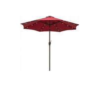 Outsunny Garden Parasol Outdoor Tilt Sun Umbrella LED Light Hand Crank Red