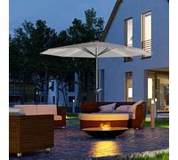 Outsunny Solar Patio Garden Parasol with Lights for Outdoor, Light Grey