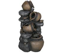 Outsunny Solar Water Feature with LED Lights and Pump 4 Tier Water Fountain - Grey - Resin - 37L x 36W x 72Hcm