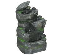 Outsunny Solar Powered Garden Water Feature with LED Lights and Pump, 4 Tier Cascading Water Fountain for Indoor/Outdoor, Stacked Stone Rock Waterfall Ornament, 57cm Height, Dark Grey