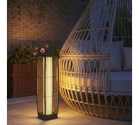 Outsunny Solar Rattan Floor Lamp Auto On/off Garden Lantern, Dark Grey