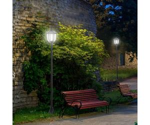 Outsunny Solar Torch Lights Outdoor Garden with 6 LED Auto On/Off 6-8 Hours - Black - 18.5cm x 18.5cm x 129cm