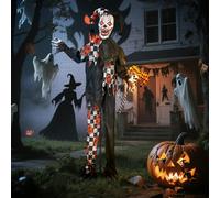 Outsunny Sound Activated Animatronics Clown with Red Light Eyes Halloween Decoration 6ft - 90L x 15W x 183H cm