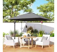 Outsunny Square Cantilever Roma Parasol 360 Degree Rotation Crank, Dark Grey Dark Grey
