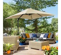 Outsunny Square Cantilever Roma Parasol w/Crank/Base - Cream, Cream