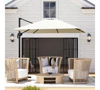 Outsunny Square Cantilever Roma Parasol, 360-Degree Rotation, Cream White