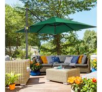 Outsunny Square Garden Parasol: 360° Rotating Umbrella with UV Protection, Lush Green, 245x245cm Aosom UK