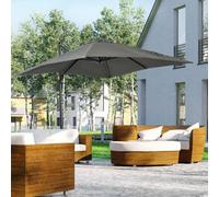 Outsunny 2.5 x 2.5m Patio Offset Parasol Umbrella Cantilever Aluminium Sun Shade Canopy Shelter 360° Rotation with Crank Handle & Cross Base - Green