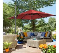Square Cantilever Roma Parasol 360° Rotation w/ Hand Crank Wine Red - Wine Red - Outsunny
