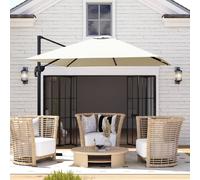OUTSUNNY Square Cantilever Roma Parasol 360° Rotation w/ Hand Crank in Cream Outsunny Cream