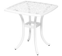 Outsunny Cast Aluminium Bistro Table with Umbrella Hole, White, White