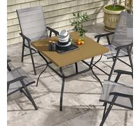 OUTSUNNY Square Garden Dining Table w/ Umbrella Hole, Dining Table for 4 in Brown Outsunny Brown