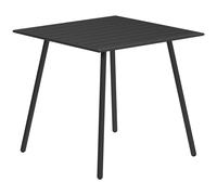 Outsunny Square Garden Table with Slat Top, Steel Frame, Outdoor Table for 4 Person, 80 x 80 x 74 cm, Black