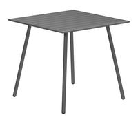 Outsunny Square Garden Table with Slat Top, Steel Frame, Outdoor Table for 4 Person, 80 x 80 x 74 cm, Grey