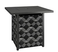 Outsunny Square Propane Gas Fire Pit Table,12 KW Firepit Outdoor Patio Heater with Glass Wind Guard, Lava Rocks, Gas Tank Holder