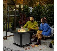 Outsunny Outdoor Propane Gas Fire Pit Table w/ Wind Screen & Glass Beads, Grey - Grey - Metal, Glass - 81cm x 81cm x 64cm