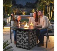 Outsunny Square Propane Gas Fire Pit Table, Patio Heater with Lava Rocks - Metal, Texteline, Glass, Volcanic Stone - 71 x 71 x 63 cm - Fire Pit Table