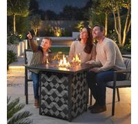 Outsunny Square Propane Gas Fire Pit Table, Patio Heater with Lava Rocks - Metal, Texteline, Glass, Volcanic Stone - 71 x 71 x 63 cm - Fire Pit Table
