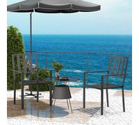Outsunny 2 PCs Stackable Outdoor Garden Chairs with Metal Slatted Design - Black | TJ Hughes