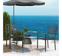 Outsunny 2 PCs Stackable Outdoor Garden Chairs with Metal Slatted Design, Black, Black