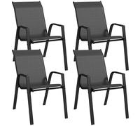 Outsunny Stackable Outdoor Rattan Chairs Set of 4 with Armrests and Backrest, Grey