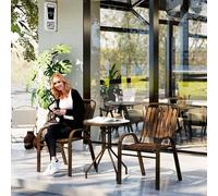 OUTSUNNY Stackable Patio Bistro Set, 3 Pieces Garden Furniture Set, Brown in Dark Brown Outsunny Dark Brown