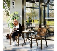 Outsunny 3 Pieces Patio Bistro Set, Garden Furniture Set with Stackable Chairs, Tempered Glass Table, Rust Resistant for Outdoor, Balcony, Patio, Garden, Dark Brown Brown