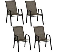 OutSunny Stacking Chair Mesh, Metal Brown Outdoor 4 Pieces