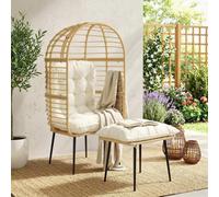 Outsunny Standing Egg Chair Lounge Chair With Footstool, Cushion, Beige Beige