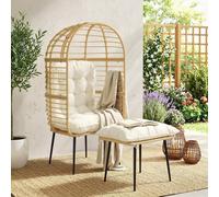 Outsunny Standing Egg Chair Lounge Chair With Footstool, Cushion, Beige Beige