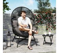Outsunny Standing Rattan Garden Egg Chair with Headrest - Charcoal Grey