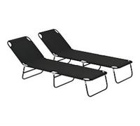 OutSunny Steel, Fabric Sun Lounger Black 2 Pieces