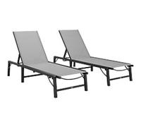 OutSunny Steel, Fabric Sun Lounger Light Grey 2 Pieces