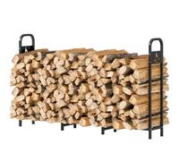 Outsunny Steel Firewood Log Rack, 300 Kg Indoor Outdoor Fireplace Log Holder In Black Black