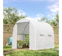 Outsunny Greenhouse Solid Frame Walk-in Garden Grow Large Insect Poly Tunnel, White