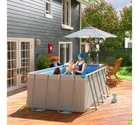 Outsunny Rectangle Above Ground Swimming Pool with Pump and Ladder, Grey - Grey - 400L x 207W x 122Hcm