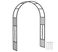 Outsunny Steel Garden Arch, 2.2m High x 1.5m Wide Metal Garden Trellis for Climbing Plants Roses Wisteria Vines, Outdoor Wedding Arch for Bridal Party Ceremony Decoration, Black