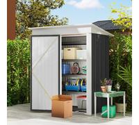 OUTSUNNY Steel Garden Shed, Small Lean-to Shed for Bike in Dark Grey Outsunny Dark Grey