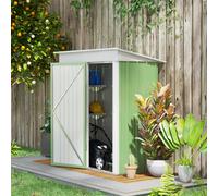 Outsunny Steel Garden Shed, Small Lean-to Shed for Bike Tool, 5x3 ft, Green