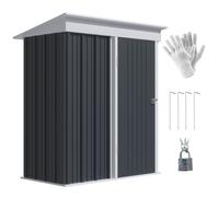 Outsunny Steel Garden Shed, Small Lean-to Shed for Bike Tool, 5x3 ft Dark Grey