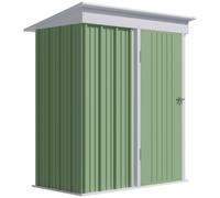 Outsunny Steel Garden Shed, Small Lean-to Shed for Bike Tool, 5x3 ft, Green