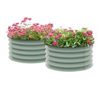 Outsunny Set of 2 Raised Garden Bed Metal Planter Box with Safety Edging, Green