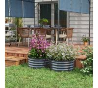 Outsunny Steel Raised Beds for Garden Set of 2, Outdoor Elevated Planter Box with Safety Edging, Easy-to-assemble Stock Tank for Growing Flowers, Herbs and Vegetables, Dark Grey Dark Grey