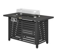 OUTSUNNY Steel Table W/ Rain Cover & Lid 50, 000 BTU Outdoor Firepit in Black Outsunny Black