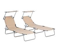 OutSunny Sun Lounger 1,870 x 580 x 360 mm Sand brown Outdoor